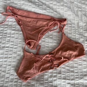 Tavik Coral Pink Lace-Up Bikini Set